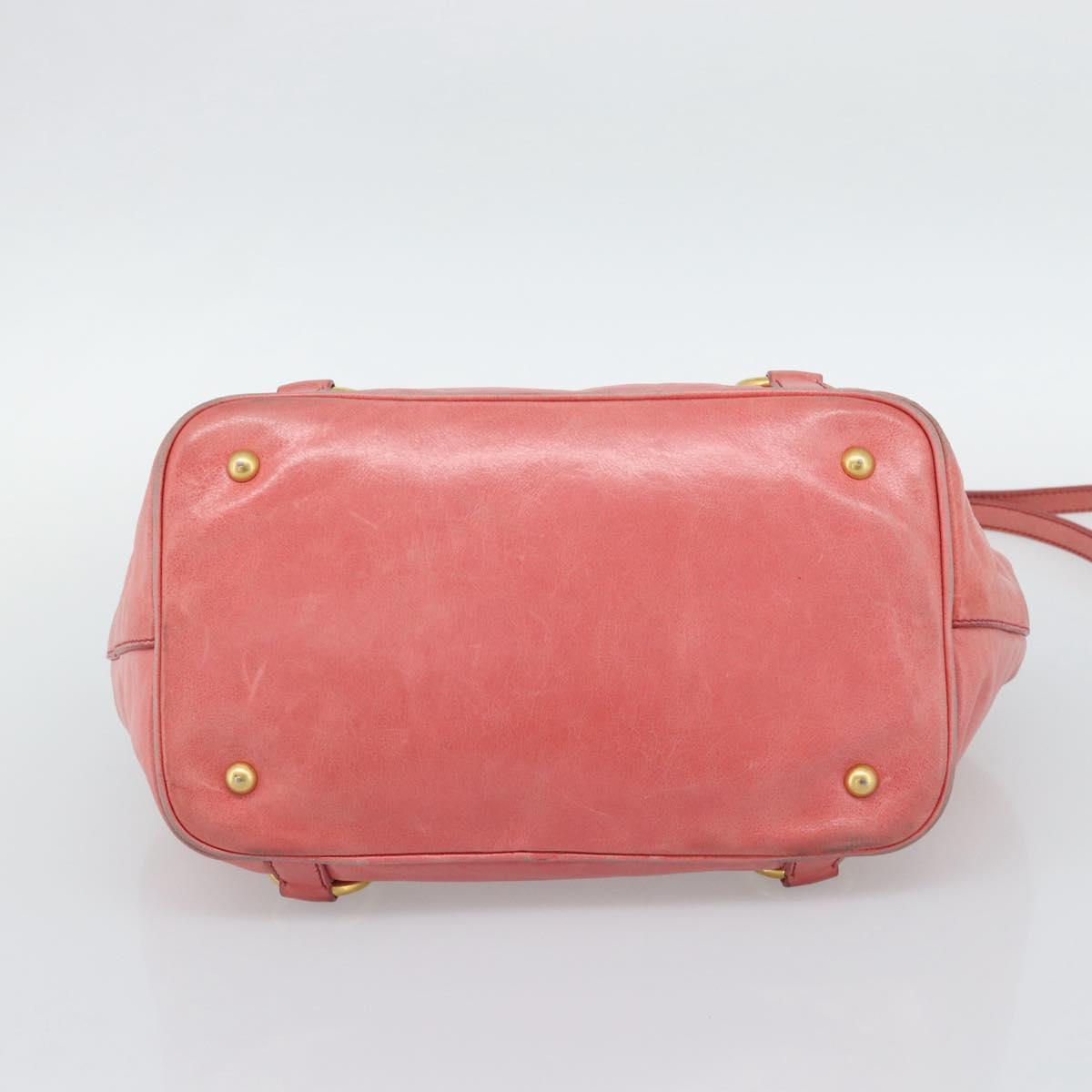 Miu Miu Hand Bag Leather 2way Pink Gold Auth am12098V