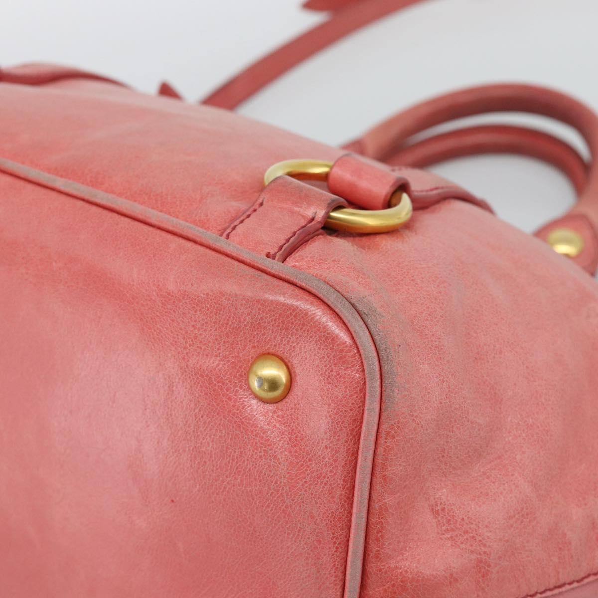 Miu Miu Hand Bag Leather 2way Pink Gold Auth am12098V