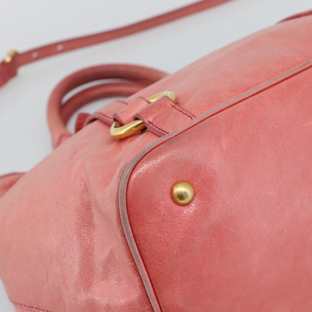 Miu Miu Hand Bag Leather 2way Pink Gold Auth am12098V