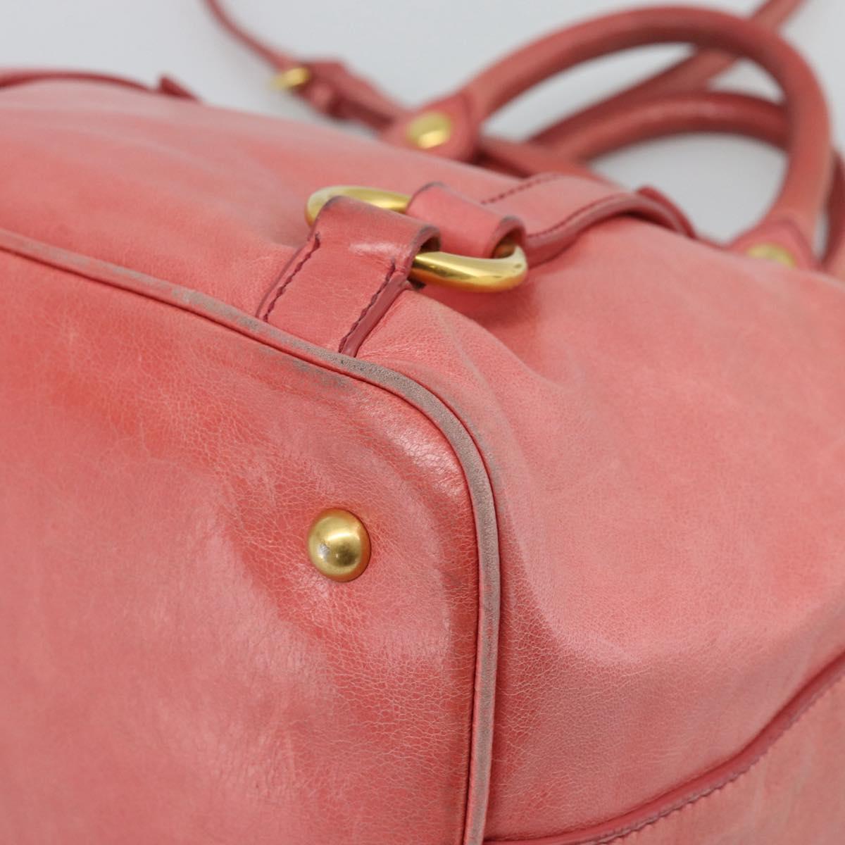 Miu Miu Hand Bag Leather 2way Pink Gold Auth am12098V