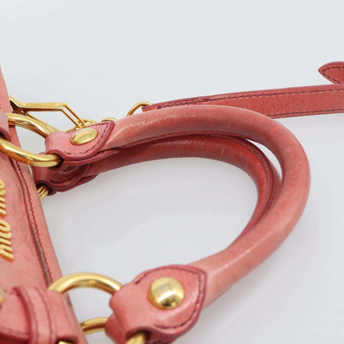 Miu Miu Hand Bag Leather 2way Pink Gold Auth am12098V