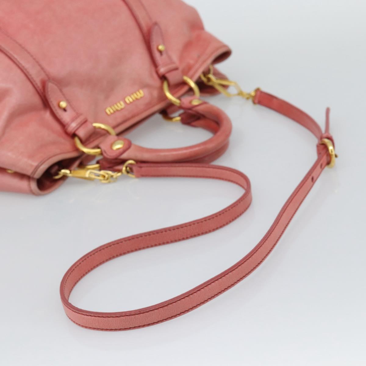 Miu Miu Hand Bag Leather 2way Pink Gold Auth am12098V