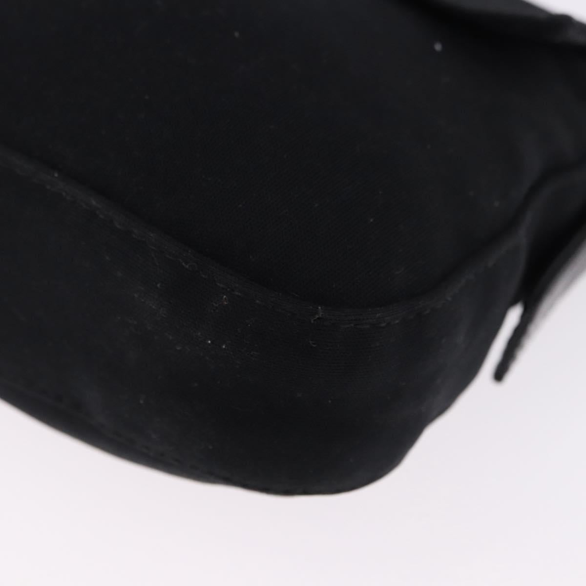 FENDI Mamma Baguette Shoulder Bag Cotton jersey Black Silver Auth am12099V