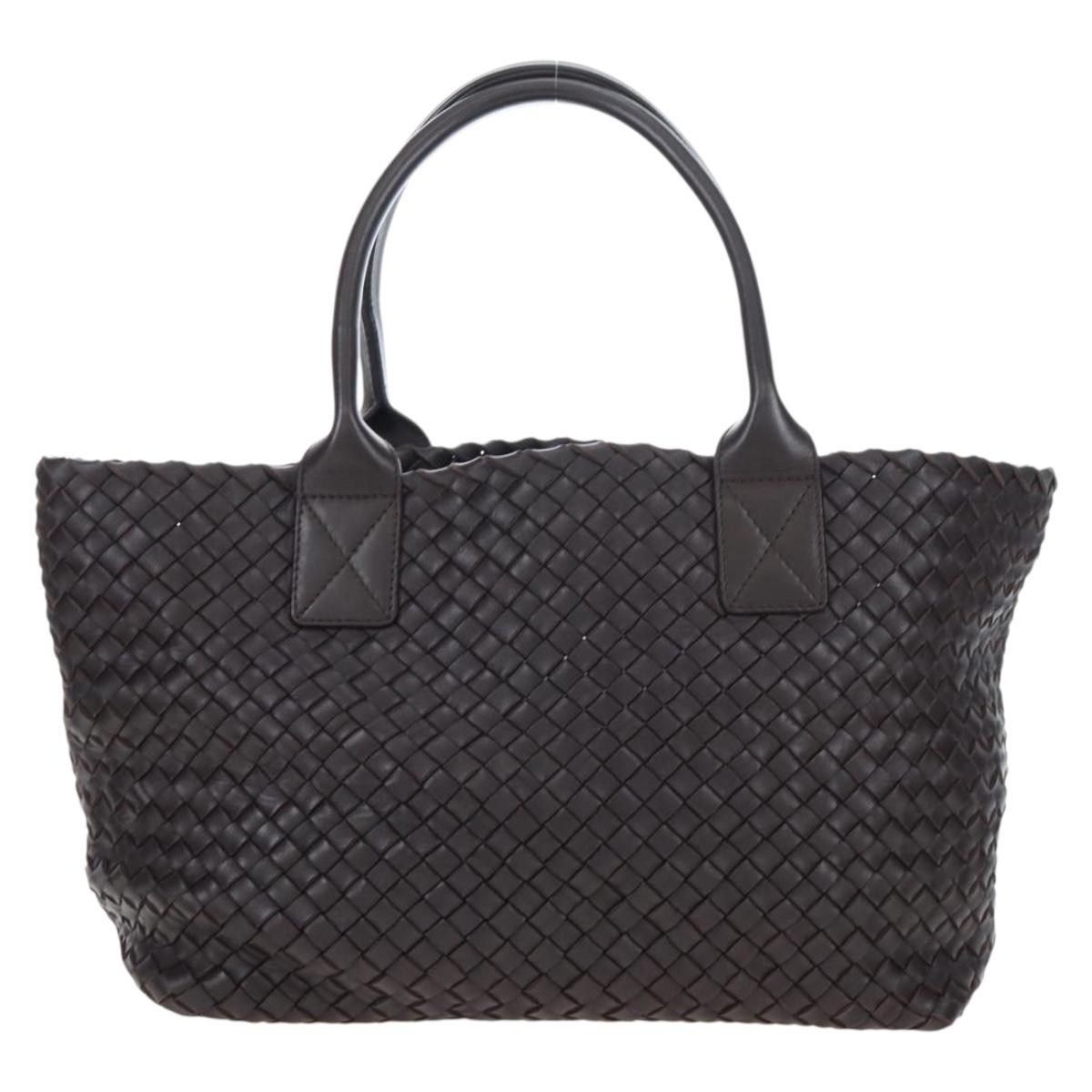 BOTTEGA VENETA INTRECCIATO Cabas PM Bag Leather Brown 141498 Auth am12100SAM