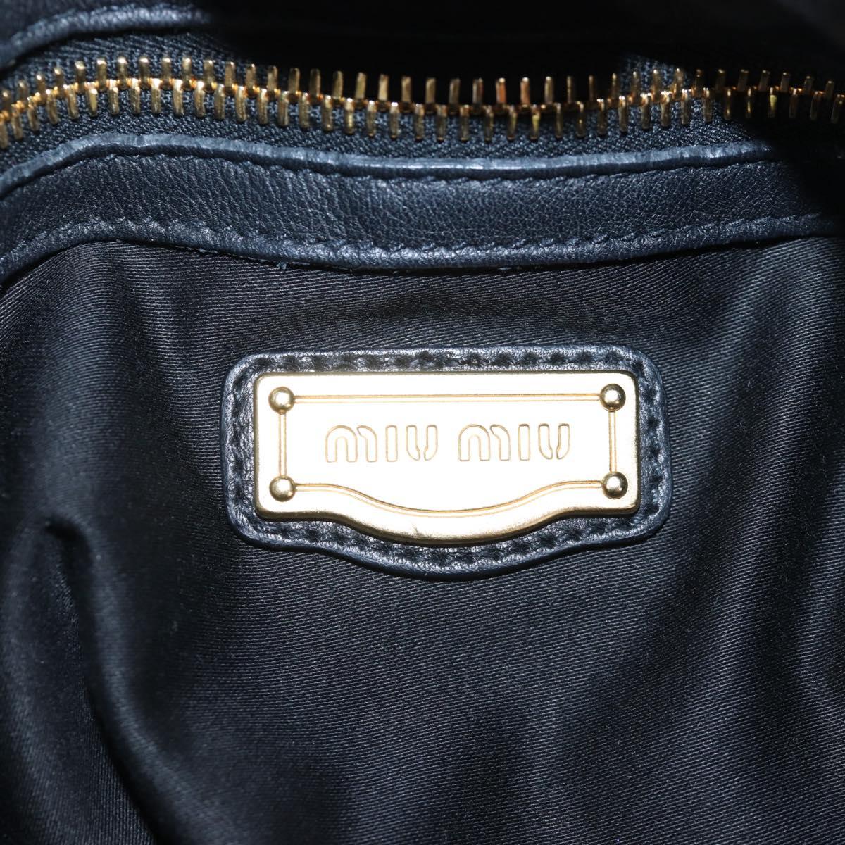 Miu Miu Side Ribbon Tote Bag Leather Black Gold RR1312 Auth am12103SAM