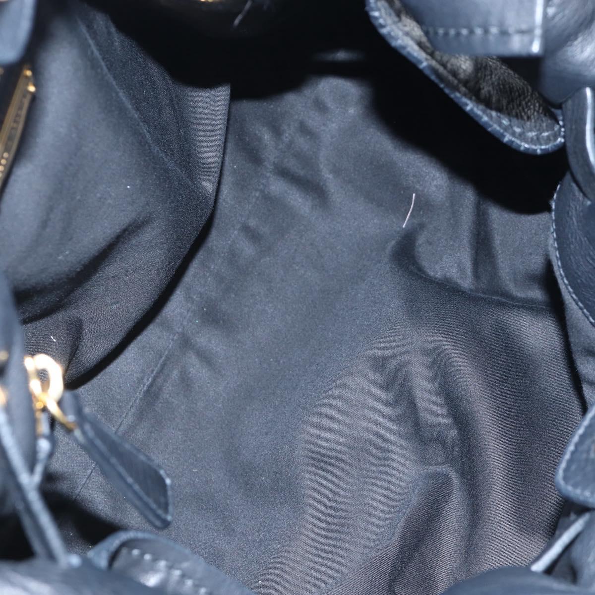 Miu Miu Side Ribbon Tote Bag Leather Black Gold RR1312 Auth am12103SAM