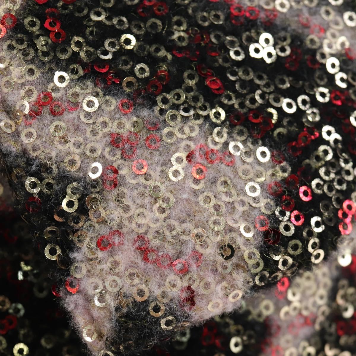 FENDI Chain Mamma Baguette Bag Wool Sequin Enamel Black Pink Auth am12104SM