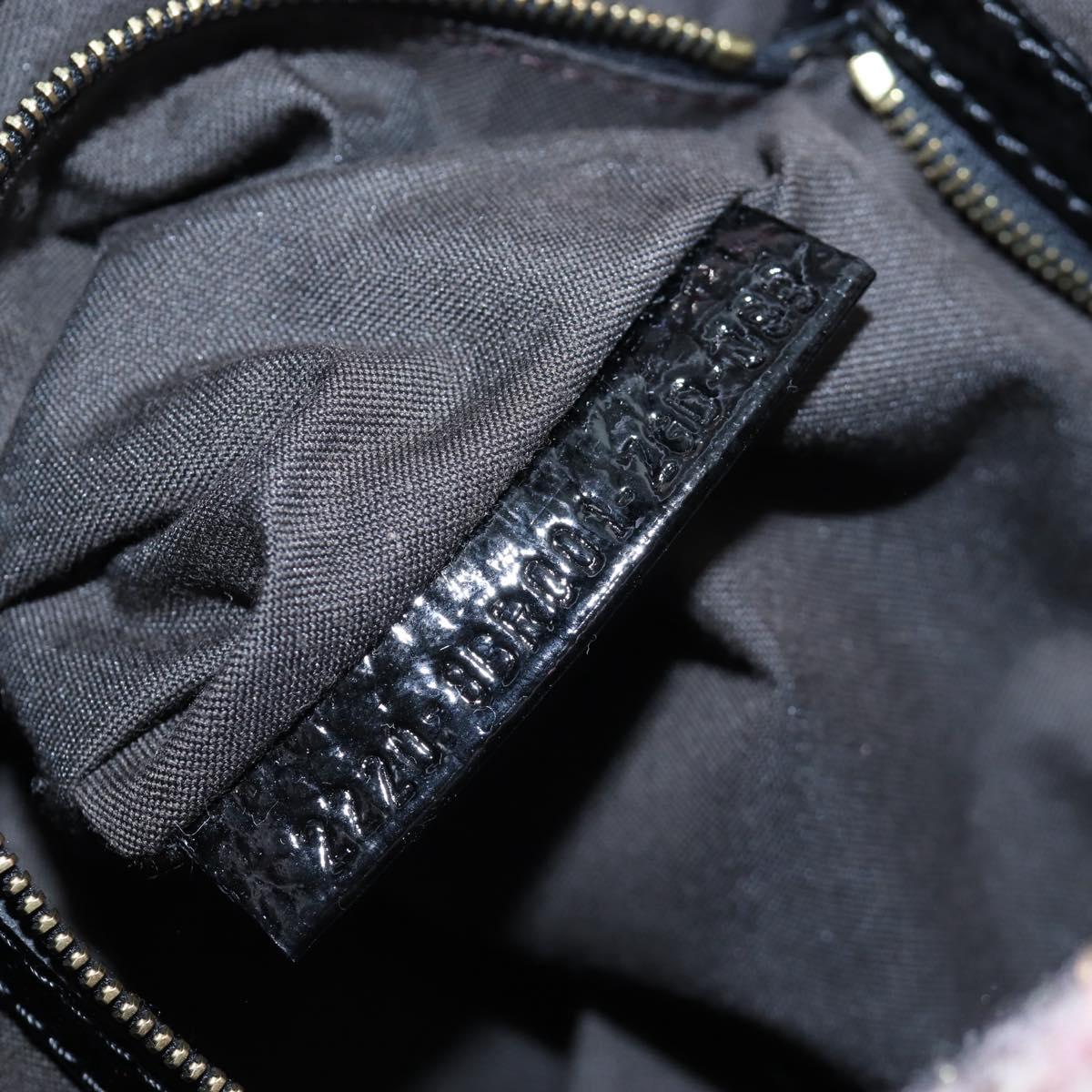 FENDI Chain Mamma Baguette Bag Wool Sequin Enamel Black Pink Auth am12104SM