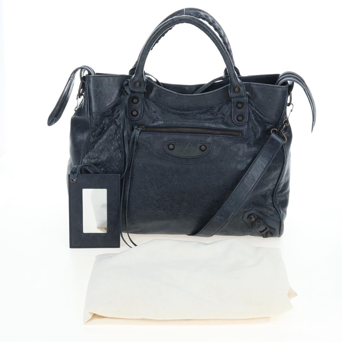 BALENCIAGA The Vero Hand Bag Leather 2way Navy 235216 Auth am12108SAM