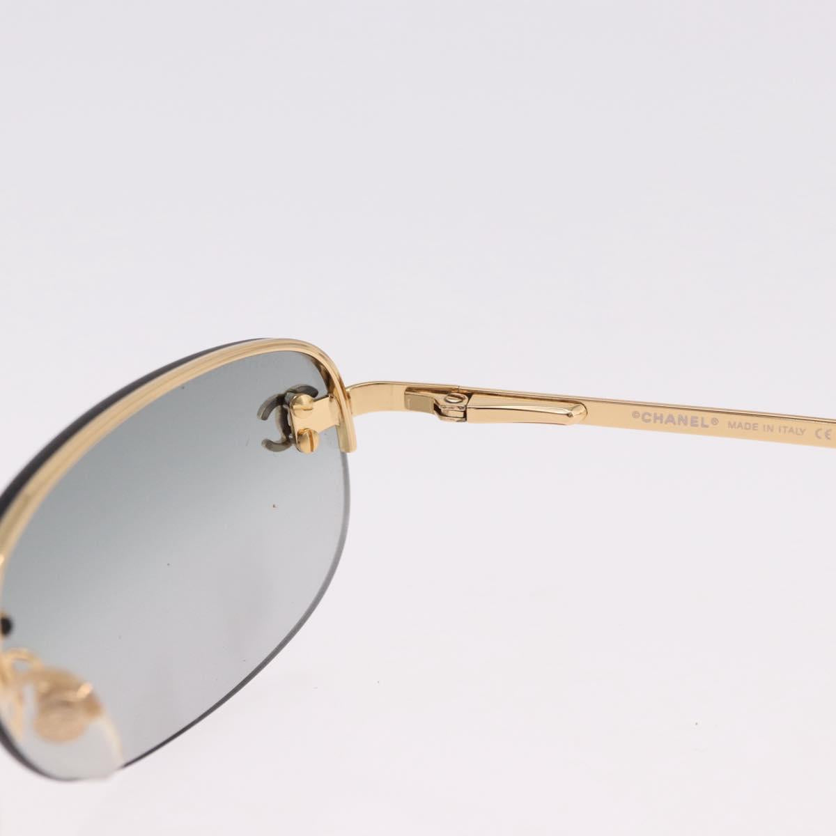 CHANEL Rimless CC Sunglasses metal Gray CC Auth am12112M