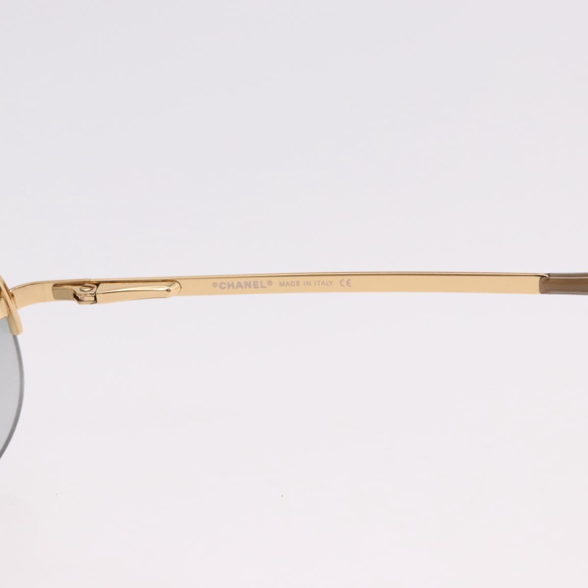 CHANEL Rimless CC Sunglasses metal Gray CC Auth am12112M