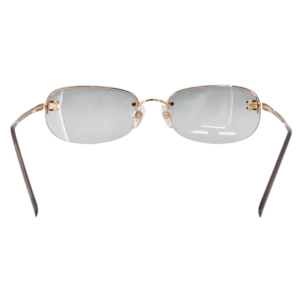 CHANEL Rimless CC Sunglasses metal Gray CC Auth am12112M