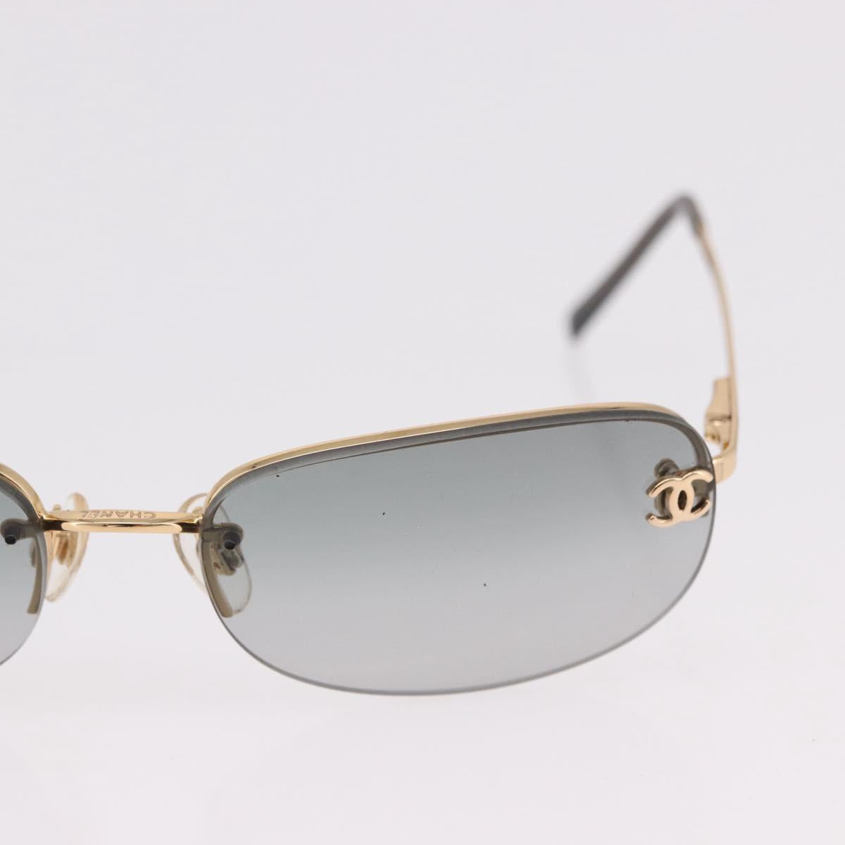 CHANEL Rimless CC Sunglasses metal Gray CC Auth am12112M