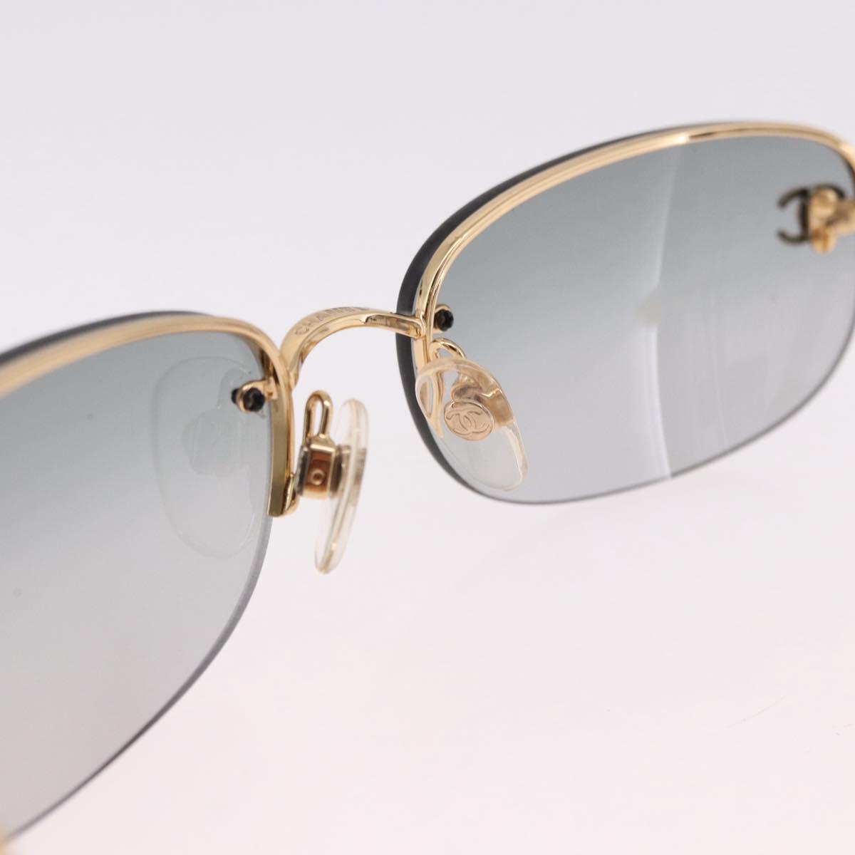 CHANEL Rimless CC Sunglasses metal Gray CC Auth am12112M