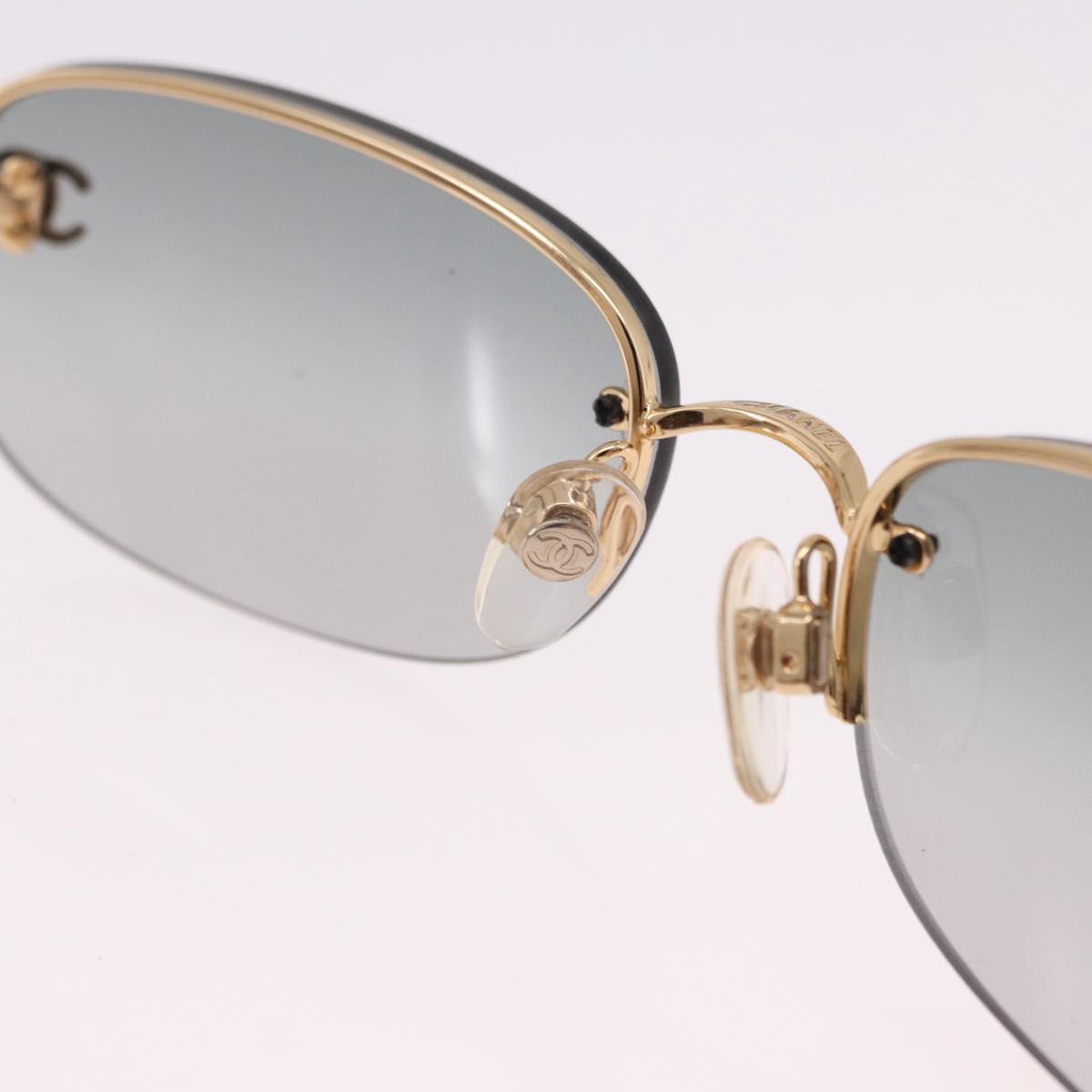 CHANEL Rimless CC Sunglasses metal Gray CC Auth am12112M