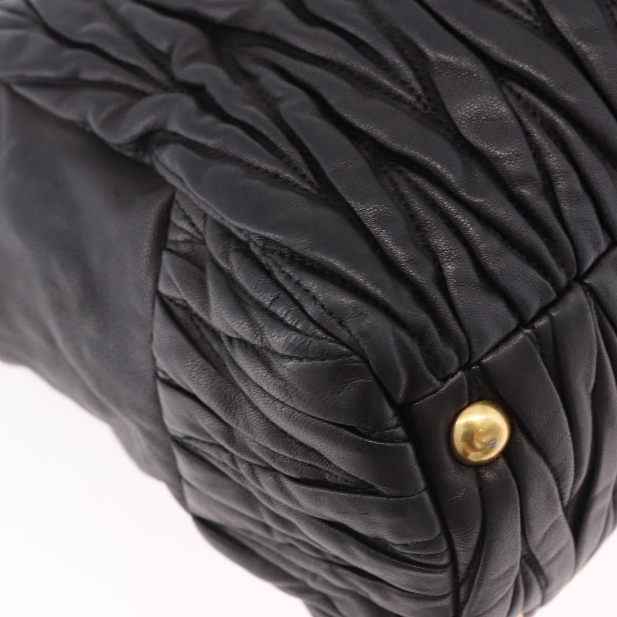 Miu Miu Matelasse Hand Bag Leather 2way Black Gold Auth am12113V