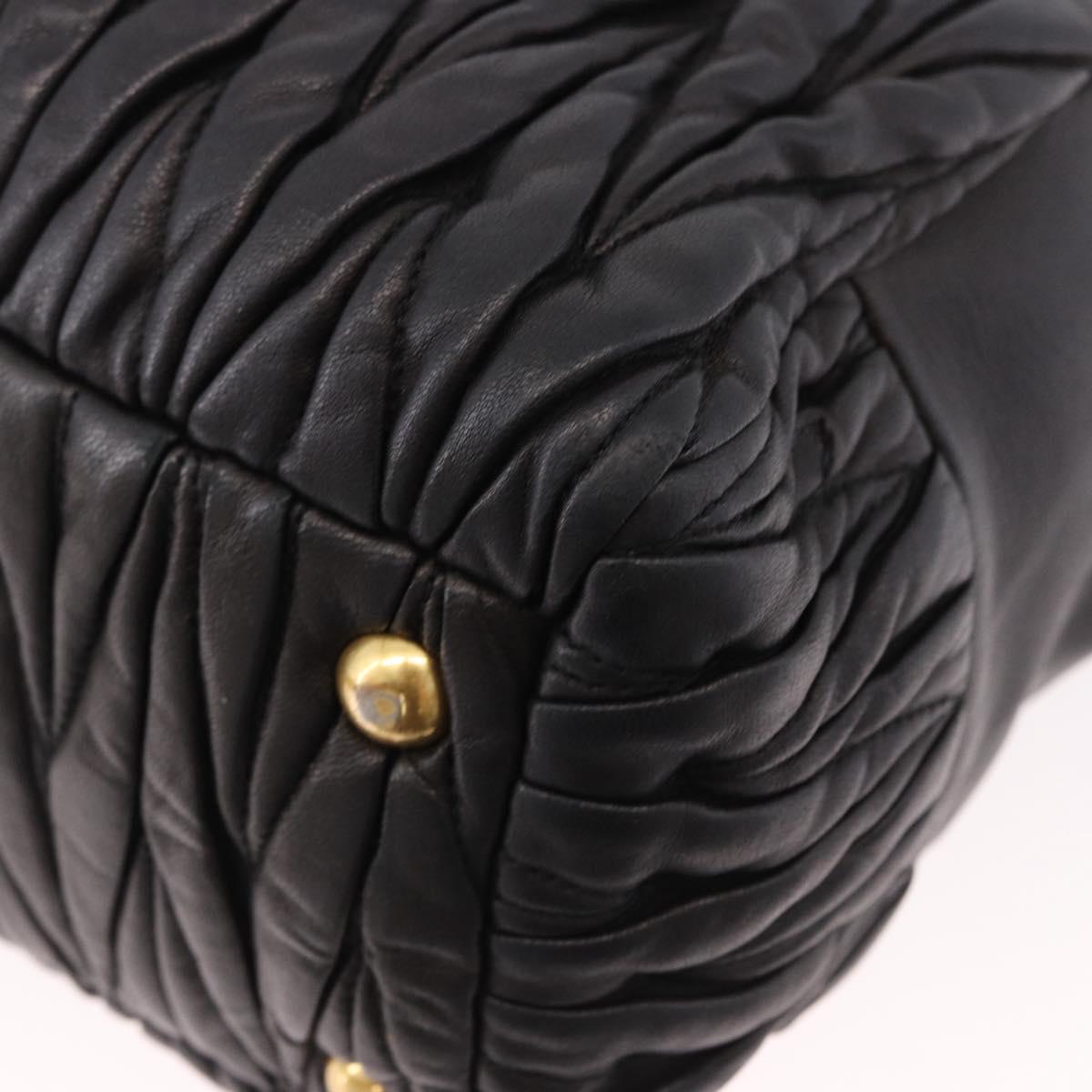 Miu Miu Matelasse Hand Bag Leather 2way Black Gold Auth am12113V