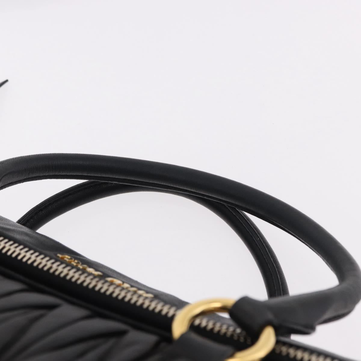 Miu Miu Matelasse Hand Bag Leather 2way Black Gold Auth am12113V