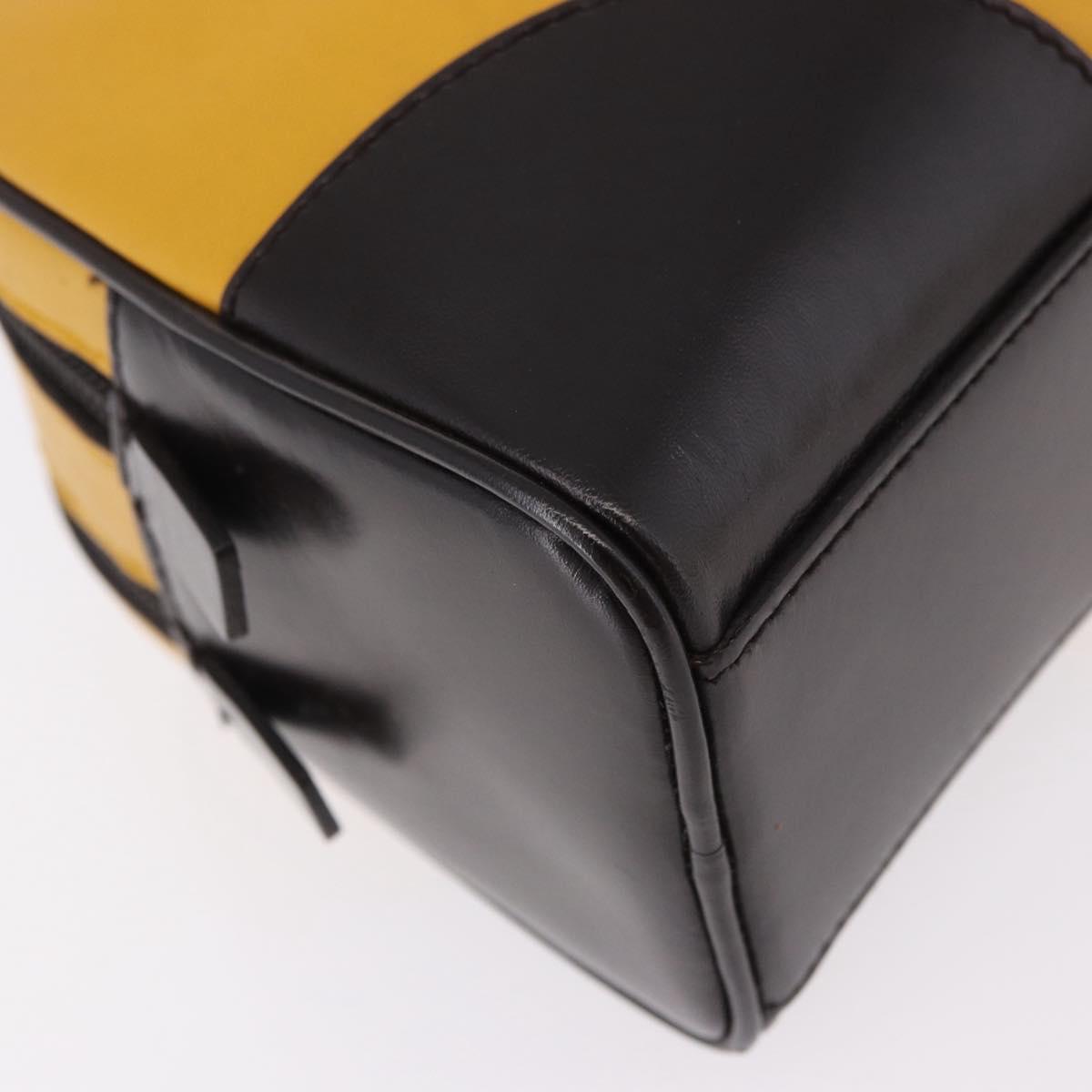 PRADA Hand Bag Leather Yellow Silver Auth am12115V