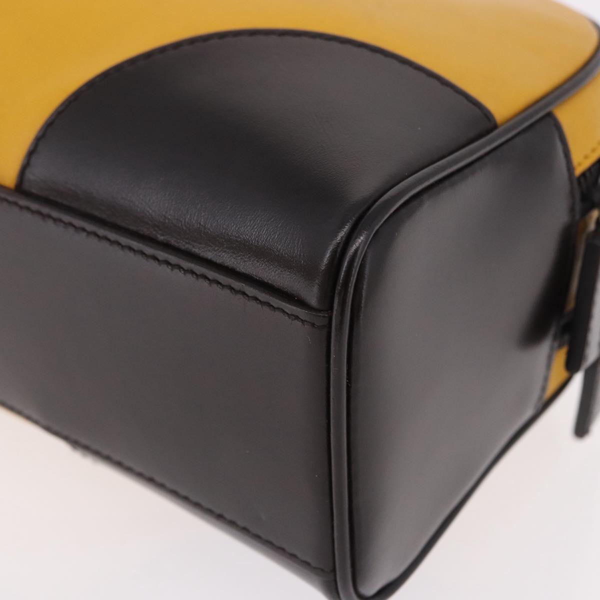 PRADA Hand Bag Leather Yellow Silver Auth am12115V