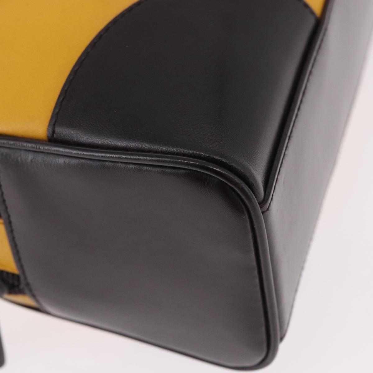 PRADA Hand Bag Leather Yellow Silver Auth am12115V