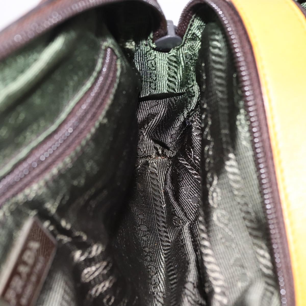 PRADA Hand Bag Leather Yellow Silver Auth am12115V