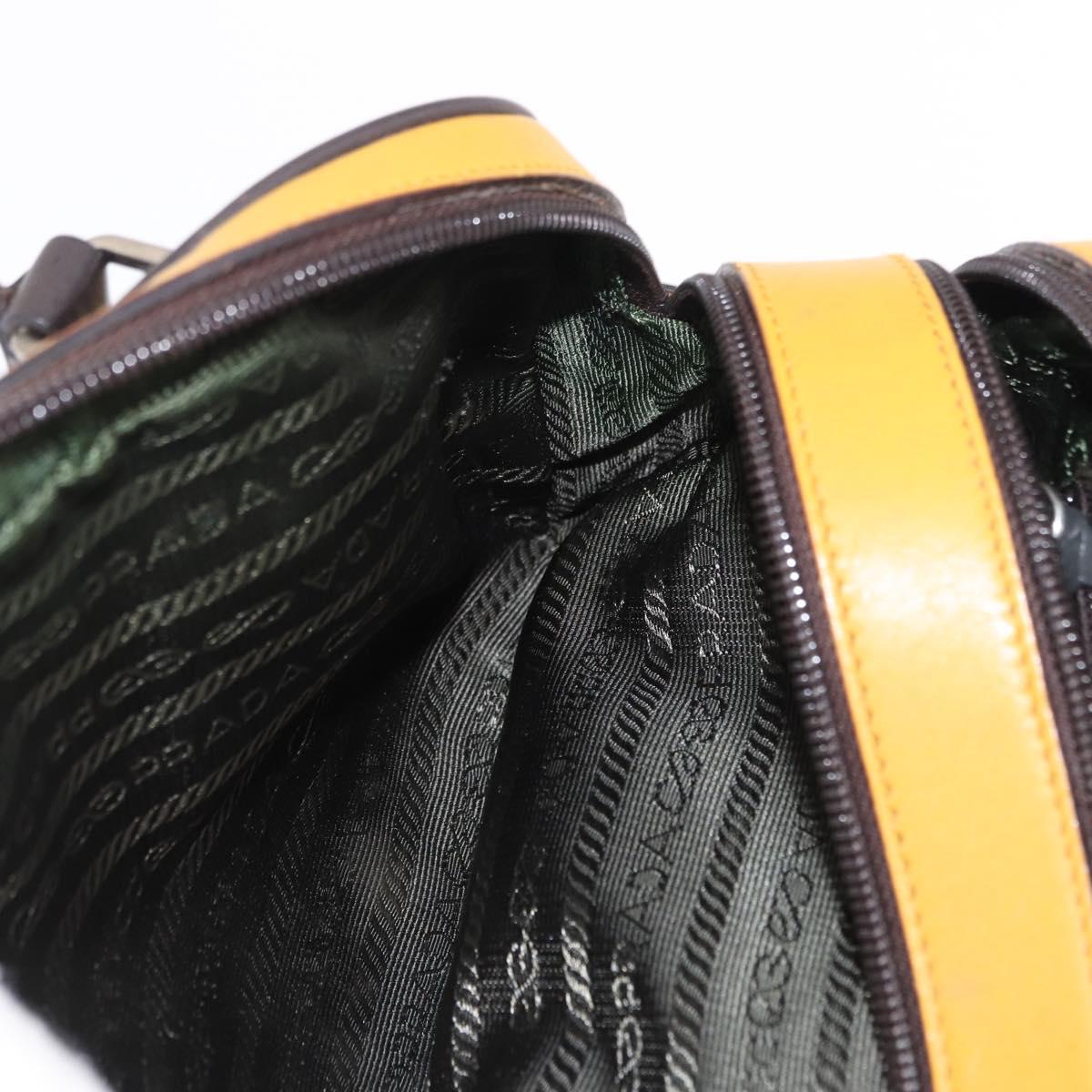 PRADA Hand Bag Leather Yellow Silver Auth am12115V