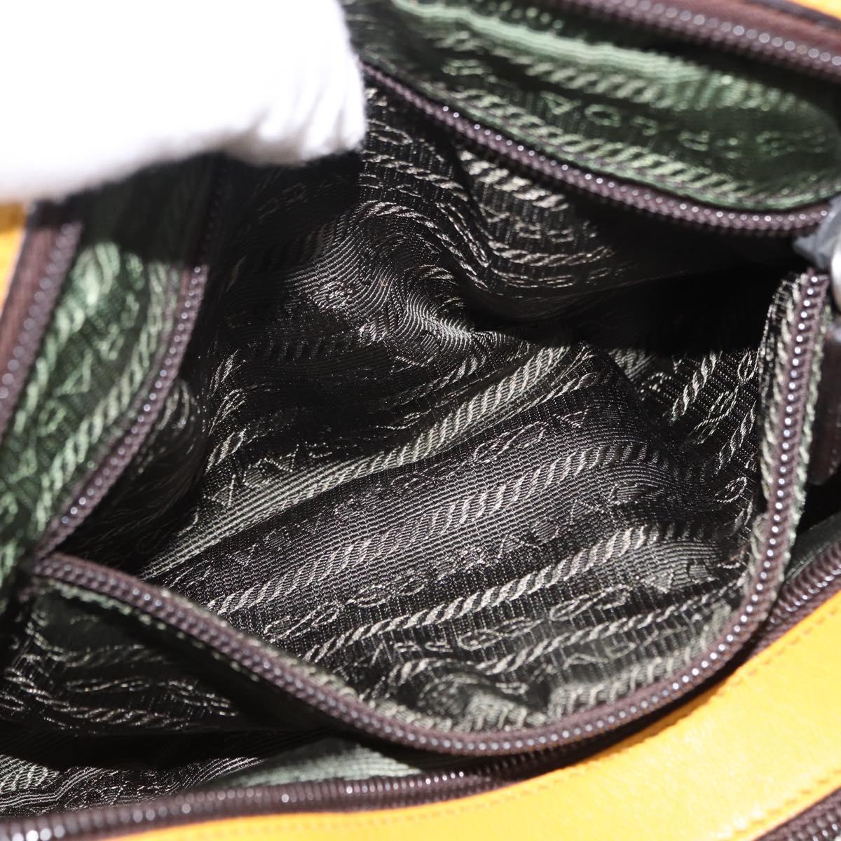 PRADA Hand Bag Leather Yellow Silver Auth am12115V