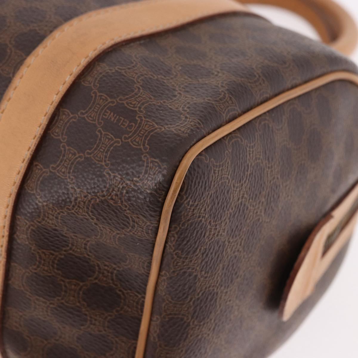 CELINE Macadam Canvas Mini Boston Bag PVC Leather Brown Gold Auth am12116A