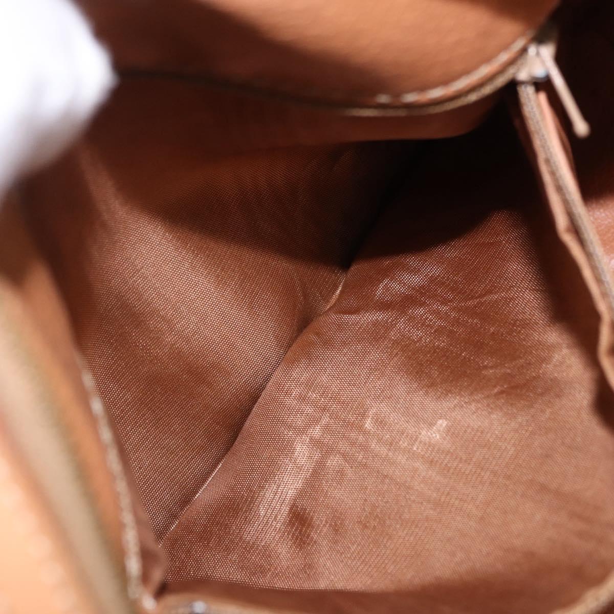 CELINE Macadam Canvas Mini Boston Bag PVC Leather Brown Gold Auth am12116A