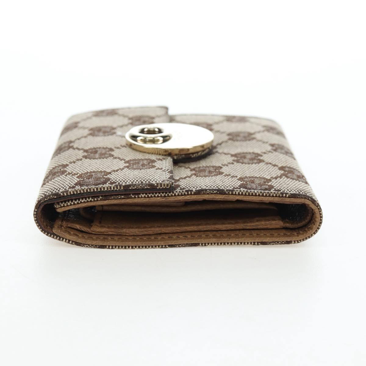 GUCCI GG Canvas Trifold Wallet Beige Gold Auth am12120V