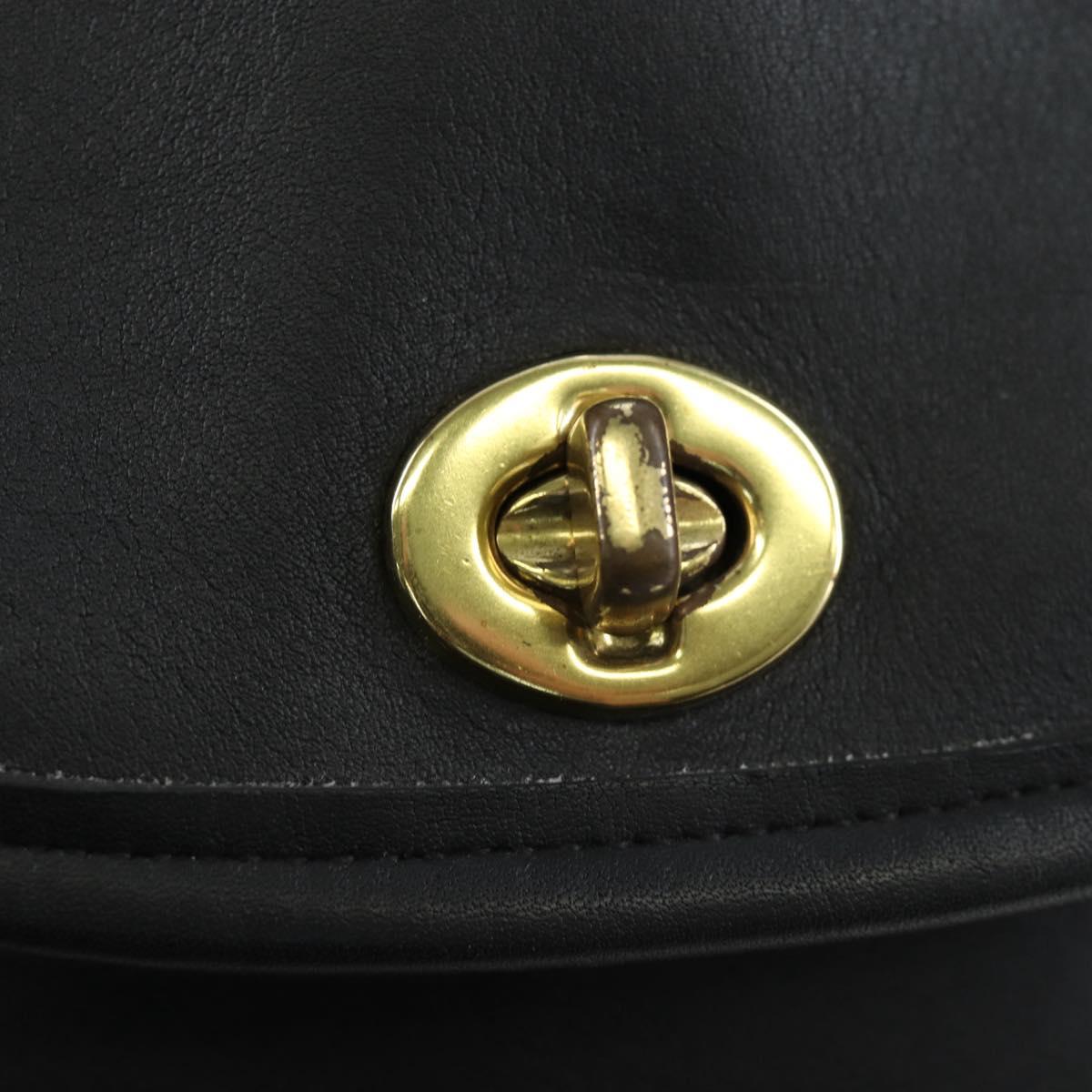 Coach Backpack Leather Black Gold Auth am12121A