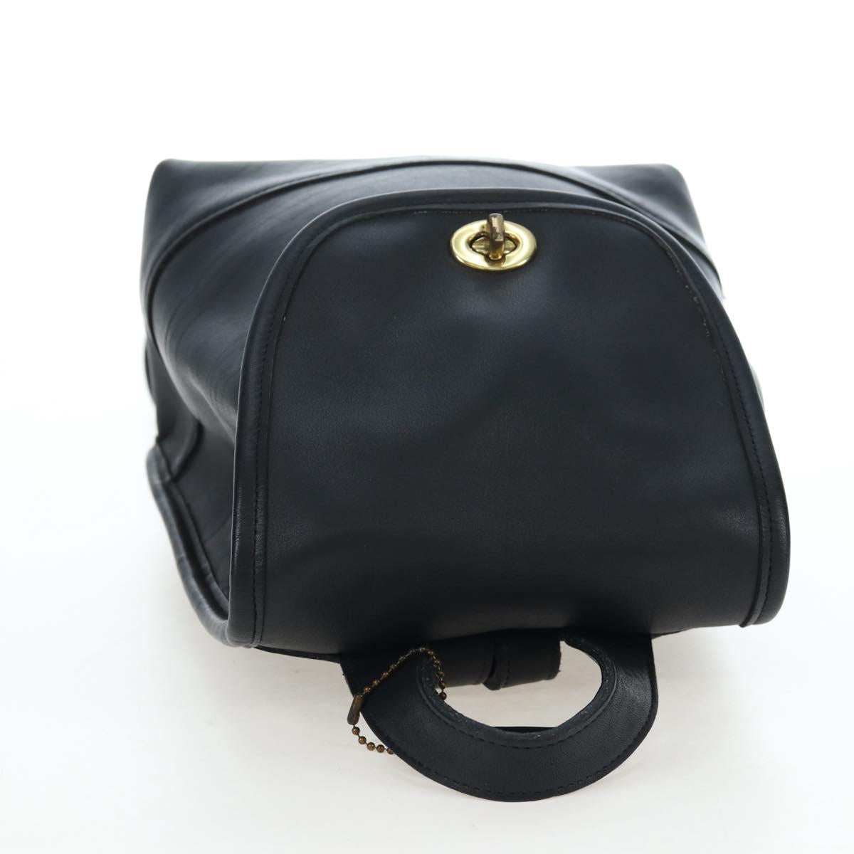 Coach Backpack Leather Black Gold Auth am12121A