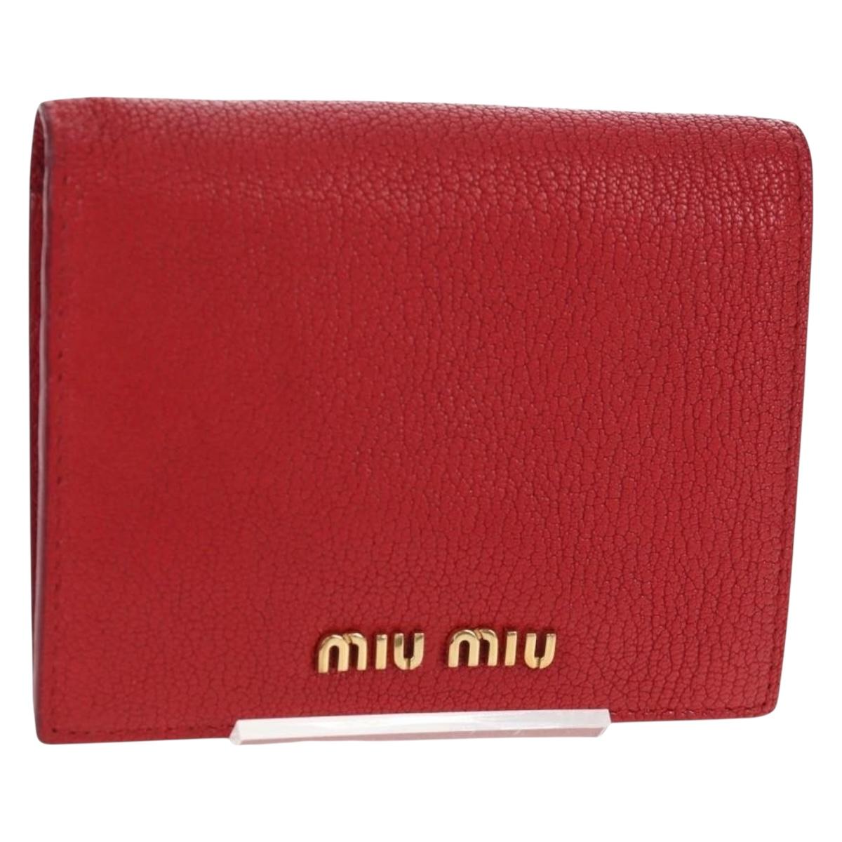 Miu Miu Wallet Leather Red Gold Auth am12122V