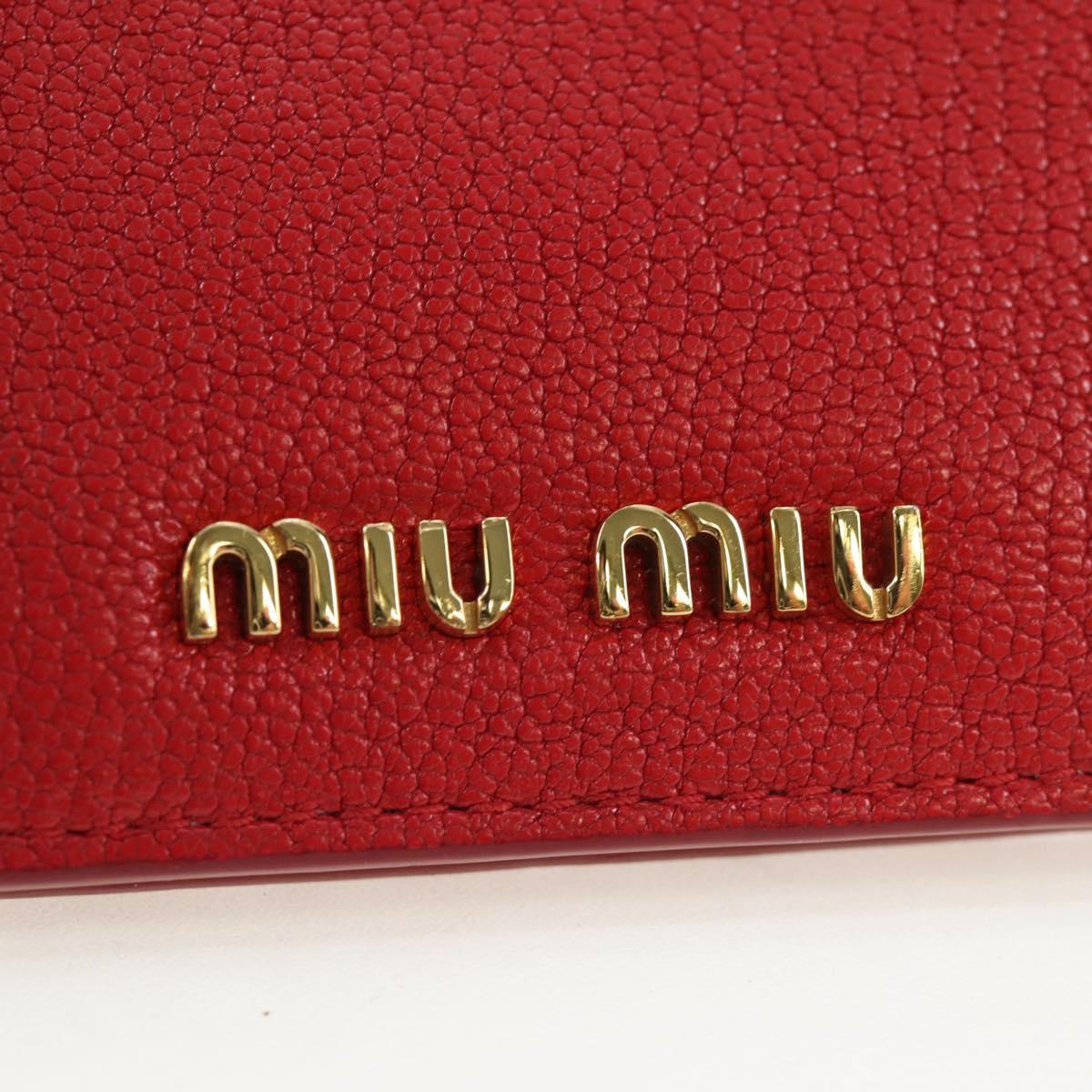 Miu Miu Wallet Leather Red Gold Auth am12122V