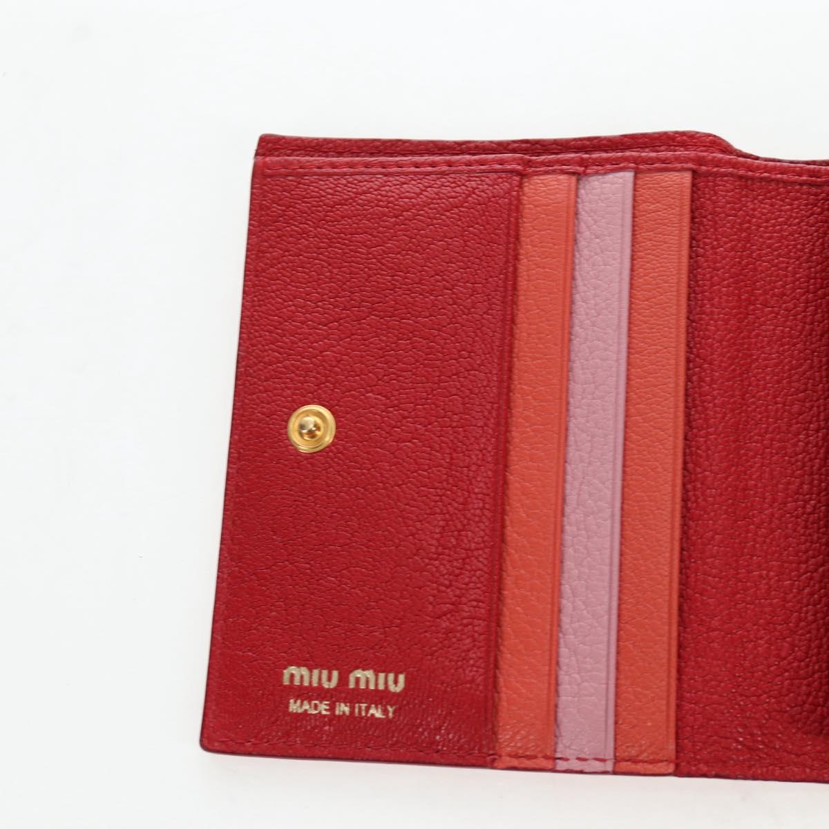 Miu Miu Wallet Leather Red Gold Auth am12122V
