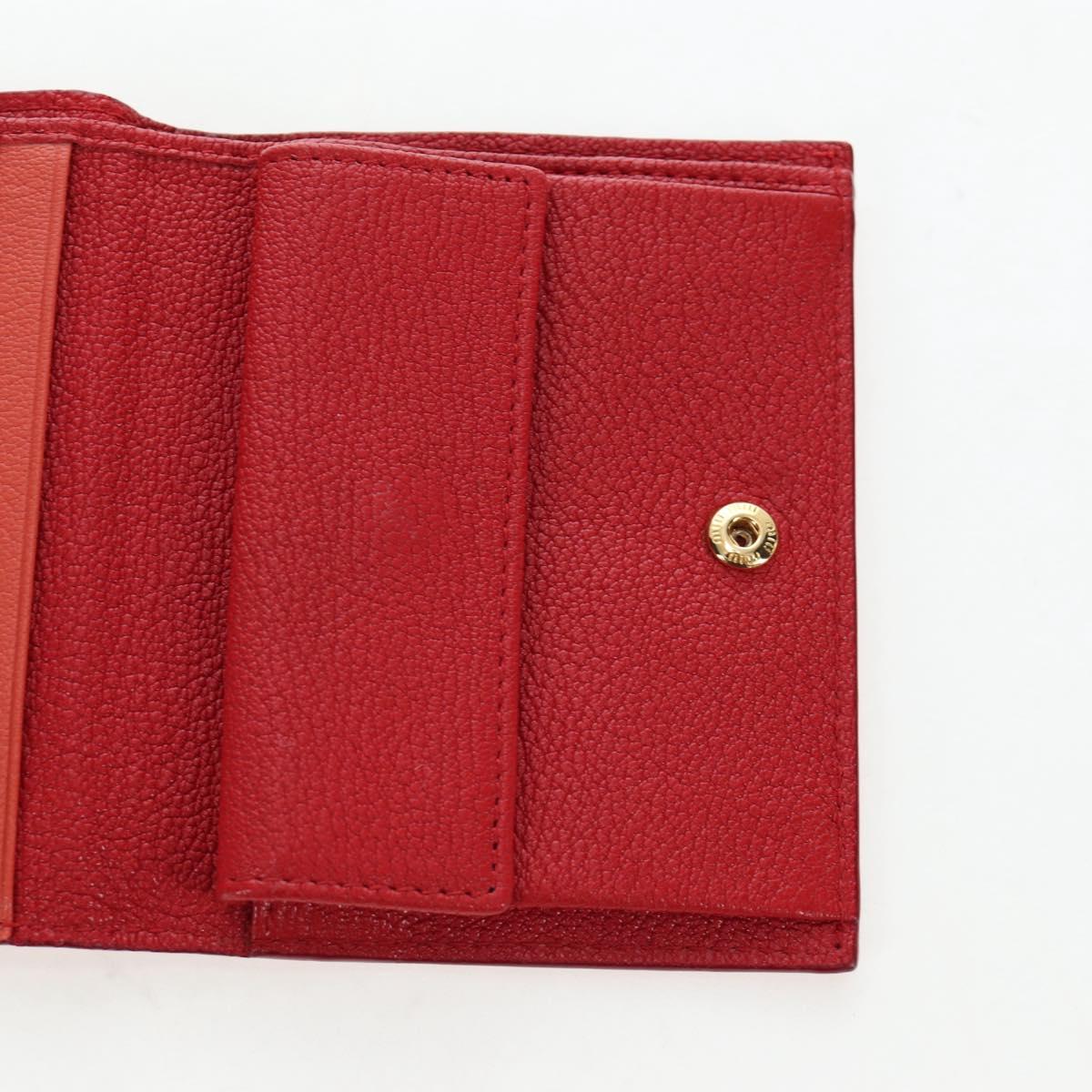 Miu Miu Wallet Leather Red Gold Auth am12122V