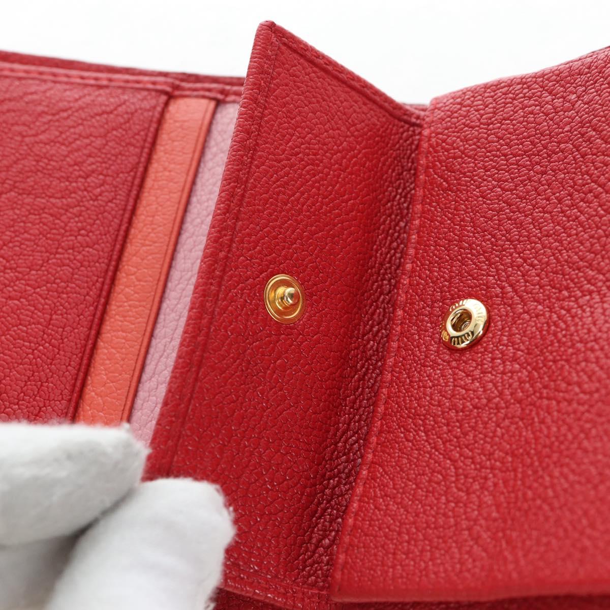 Miu Miu Wallet Leather Red Gold Auth am12122V