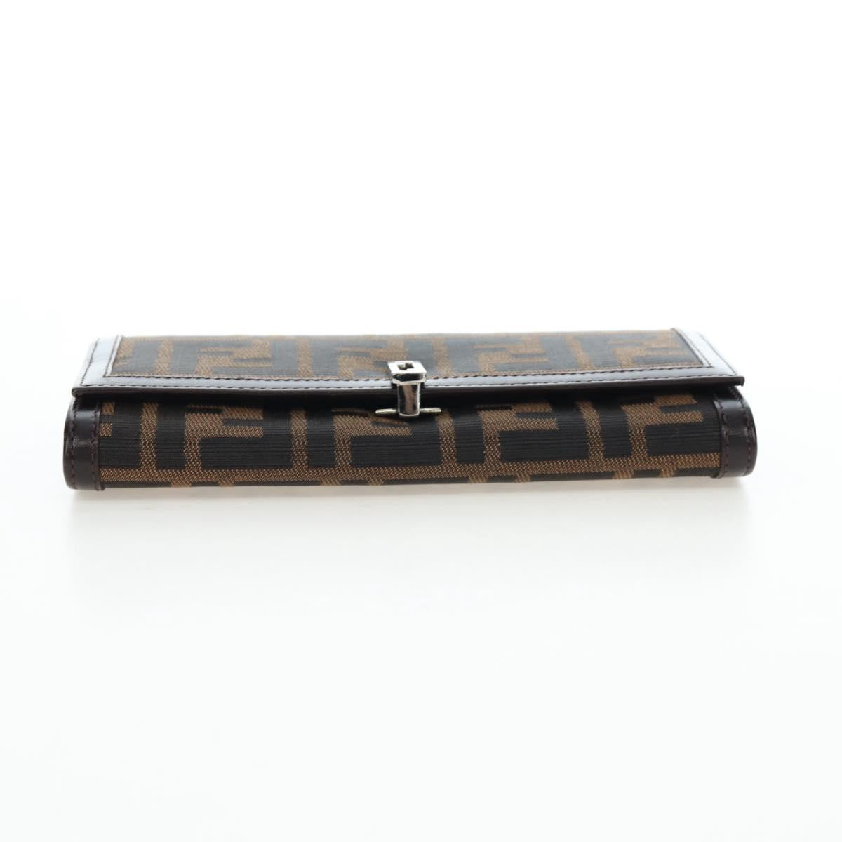 FENDI Zucca Canvas Bifold Wallet Long Wallet Black Brown Auth am12123V