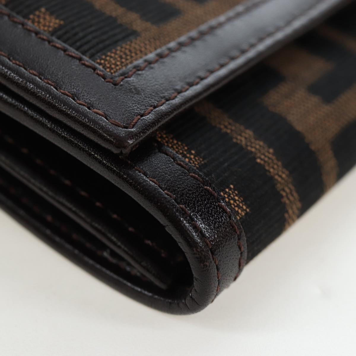 FENDI Zucca Canvas Bifold Wallet Long Wallet Black Brown Auth am12123V