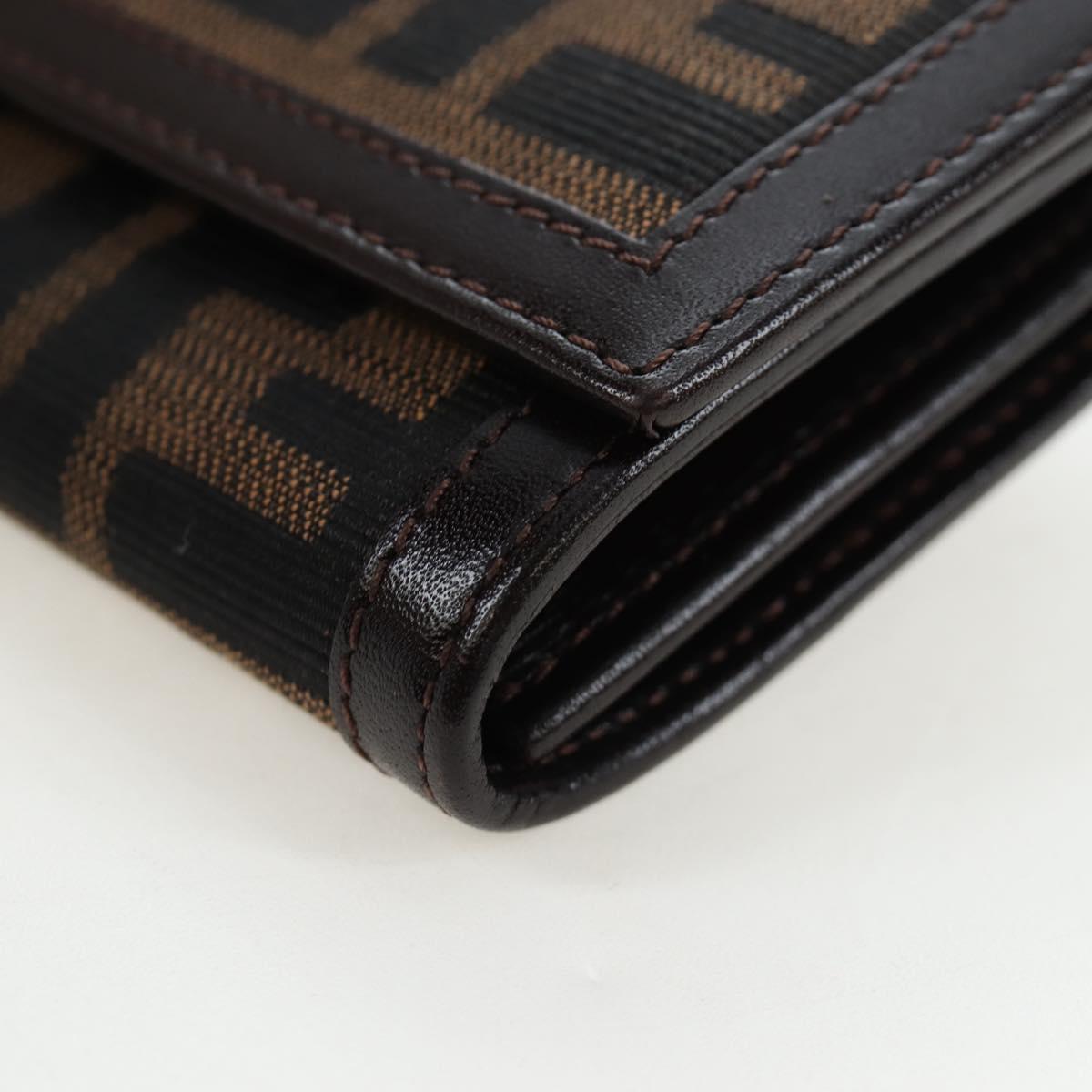FENDI Zucca Canvas Bifold Wallet Long Wallet Black Brown Auth am12123V