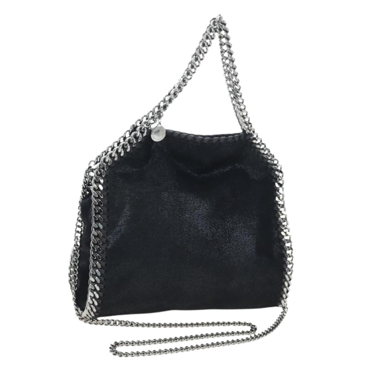Stella MacCartney Chain Falabella Shoulder Bag Suede Black Silver Auth am12124V