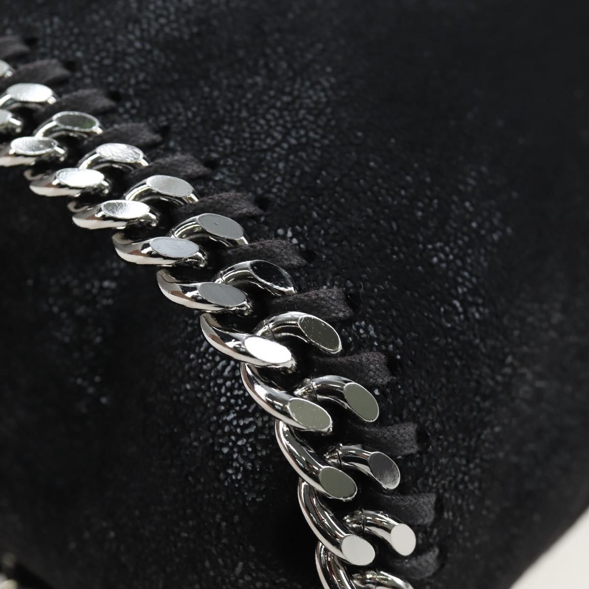 Stella MacCartney Chain Falabella Shoulder Bag Suede Black Silver Auth am12124V
