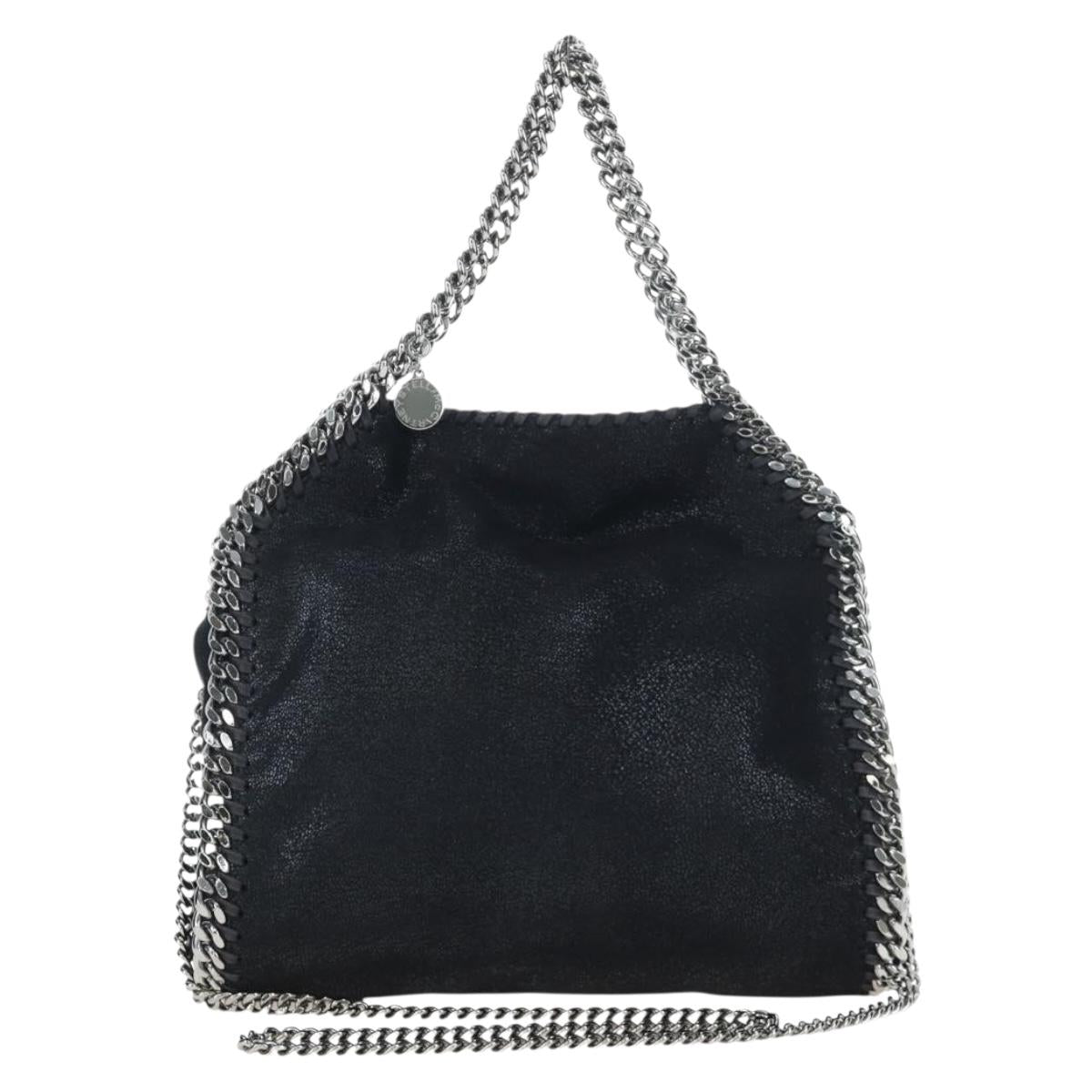 Stella MacCartney Chain Falabella Shoulder Bag Suede Black Silver Auth am12124V