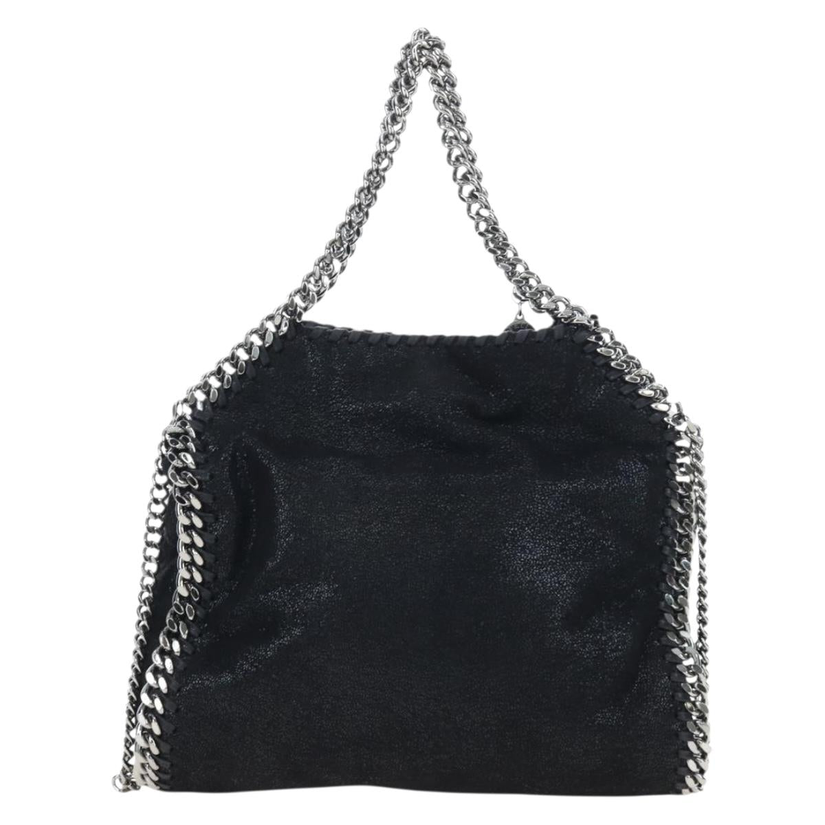 Stella MacCartney Chain Falabella Shoulder Bag Suede Black Silver Auth am12124V