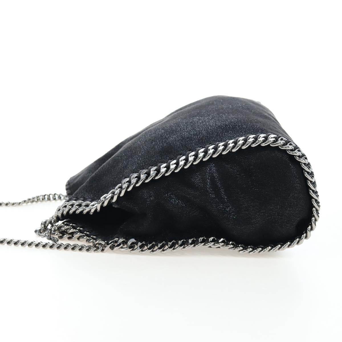 Stella MacCartney Chain Falabella Shoulder Bag Suede Black Silver Auth am12124V