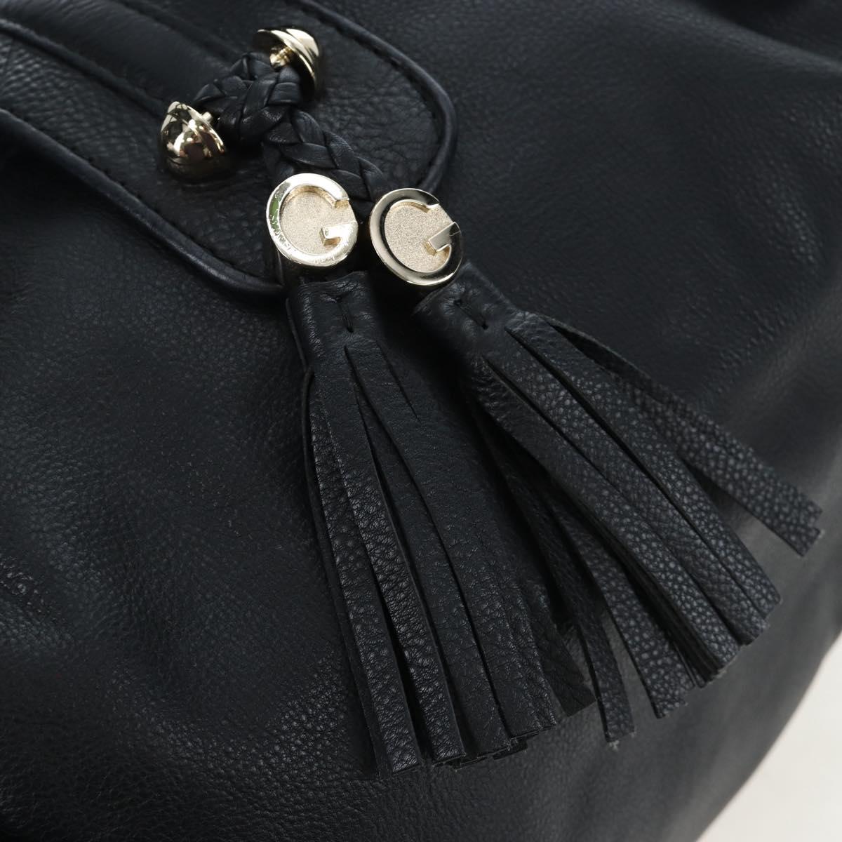 GUCCI Fringe Tote Bag Leather Black Gold 257029 Auth am12125V