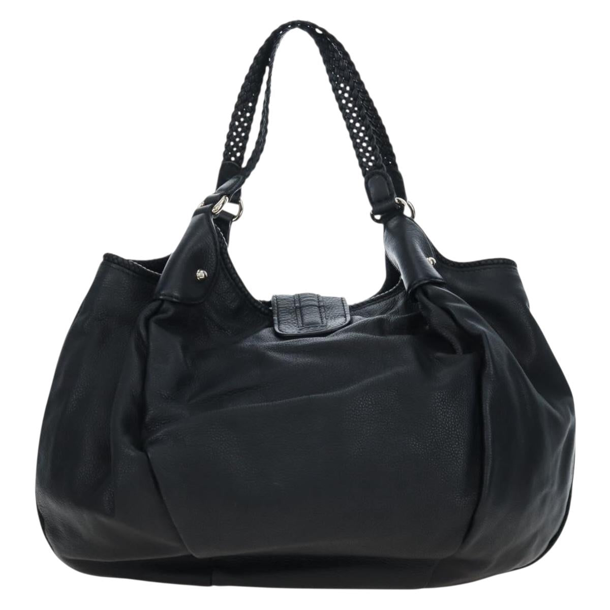 GUCCI Fringe Tote Bag Leather Black Gold 257029 Auth am12125V