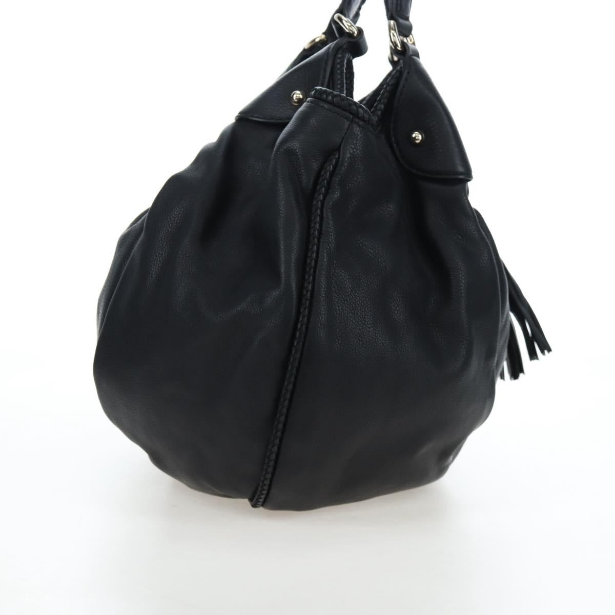 GUCCI Fringe Tote Bag Leather Black Gold 257029 Auth am12125V