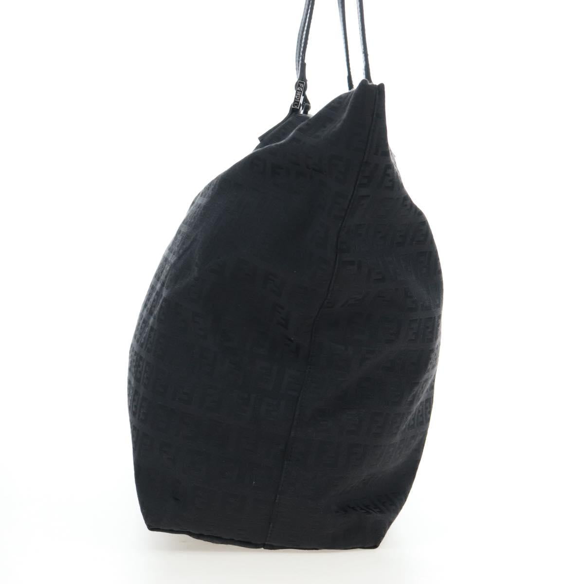 FENDI Zucchino Canvas Tote Bag Black Silver Auth am12126V